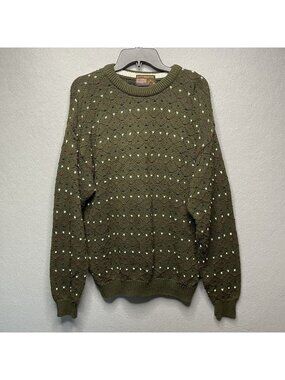 Vintage Authentic Issue 90s Green Dotted Pattern Oversized Slouchy Fit Sweater